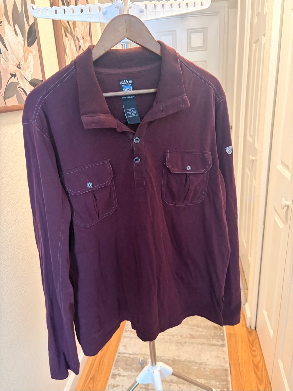 Kuhl Men's Long-Sleeve Polo Shirt in Burgundy